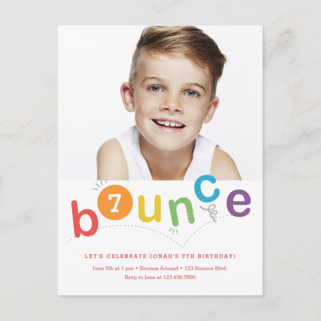 Budget Bounce Kids Födelsedagsfest  Inbjudan Vykort (Framsida)