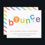 Budget Bounds Kids Age Födelsedagsfest inbjudan<br><div class="desc">Den här studsande födelsedagsfest inbjudan har en könsneutral regnbåge i färg med rött, orange, gult, grönt, blått och lila med redigerbar ålder i O. En toppen-brev, könsneutralt tar på sig en trampolin, gymnastik eller studsar roligt. Inbjudan inspireras av alla barn som gillar hopp, studsar och flyger. Anpassa genom att klicka...</div>
