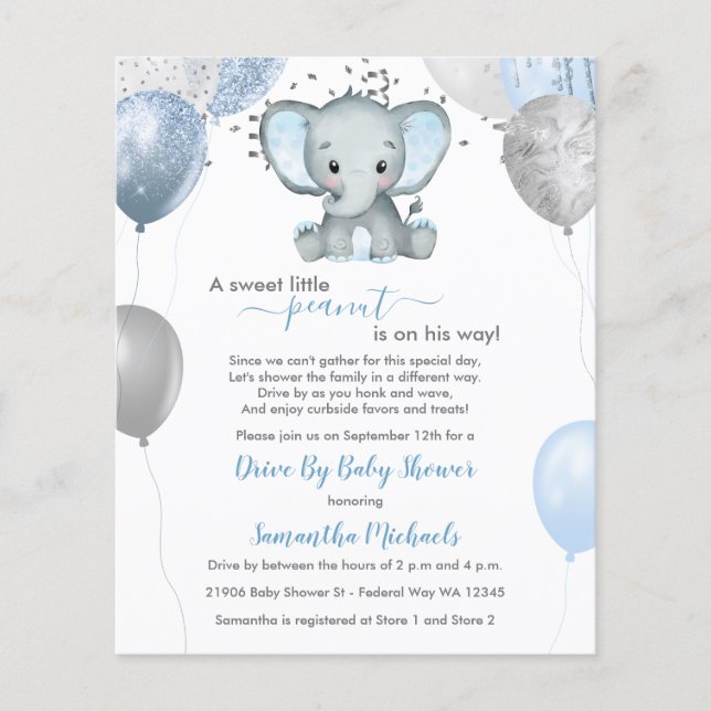 Budget Boy Elephant Balloons Drive by Baby Shower (Framsida)