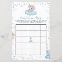 Budget Boy Koala Bear Blue Baby Shower Bingo Card