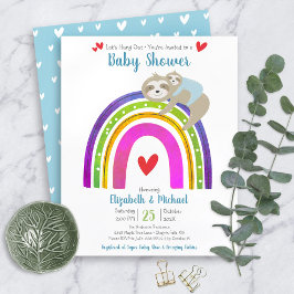 Budget Boy Shower Sloth Rainbow-inbjudan