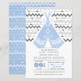 Budget Boy Tribal TeePee Baby Shower-inbjudningar