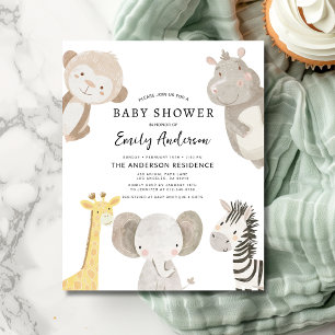 Budget Boys Safari Animals Baby Shower-inbjudan Flygblad