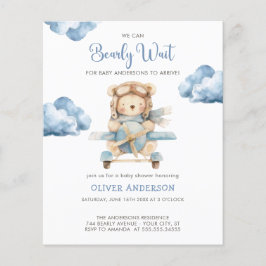 Budget BoyTeddy Bear Baby Shower-inbjudan