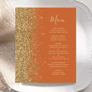Budget Bränt Orange Guld Glitter Bröllopsmeny