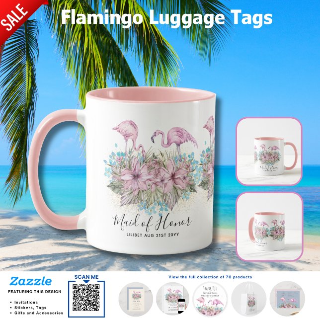 BUDGET Bridesmaid Brudens sida ger FLAMINGOS Mugg (Skapare uppladdad)
