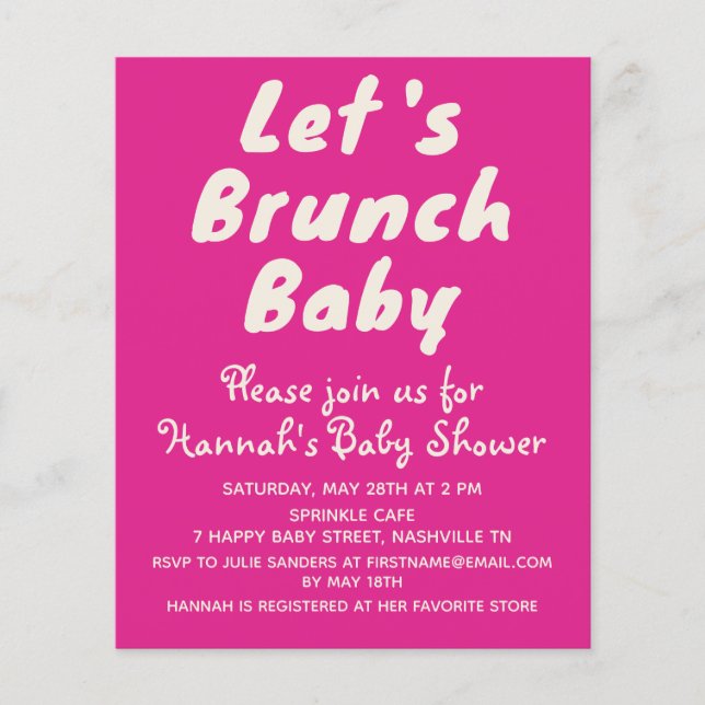 Budget Bright Rosa Girl Baby Shower-inbjudan (Framsida)