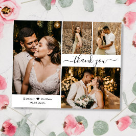 Budget Bröllop 4 Photo Collage Tack Script Flygblad