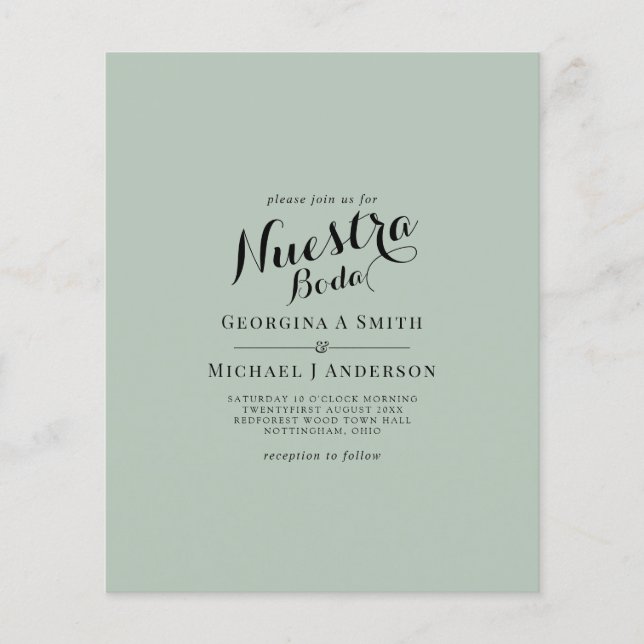 BUDGET Bröllop - Bilingual Boda Bröllop Flygblad (Framsidan)