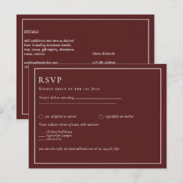 BUDGET Bröllop Burgundy Deep Red Monochrome Text Vykort