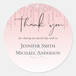 Budget Bröllop Flicka Droppande Glitter Rosa Runt Klistermärke