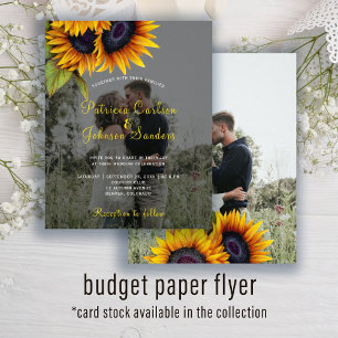 Budget bröllop höstblommig pappersinbjudan flygblad