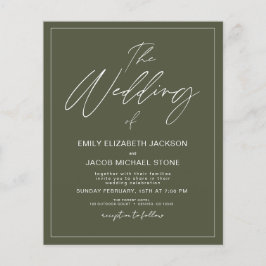 Budget Bröllop i Sage Grönt Modern Typografi Flygblad