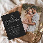 Budget Bröllop i svartvit typografi Flygblad<br><div class="desc">Budget Bröllop i Bröllop,  hösten,  Vår eller sommarfotot eller inbjudningar till Bild - omfattar vacker manustypografi och elegant med ett modernt enkelt och klassiskt färg för den speciella Bröllopen Bröllopsdag.</div>