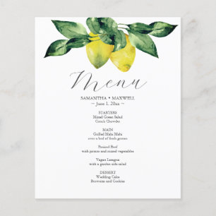 Budget Bröllop Menu Lemon och Amalfi Tile Flygblad