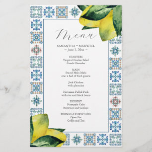 Budget Bröllop Menus Italienska Amalfi Tile Flygblad