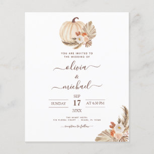 Budget Bröllop Pampas Grass White Pumpkin Flygblad