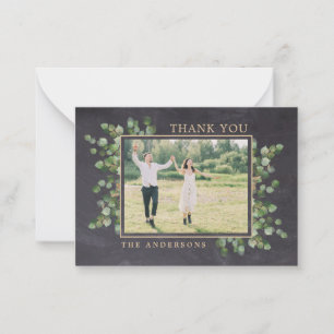 Budget Bröllop Photo Rustic Greenery Tack Anteckningskort