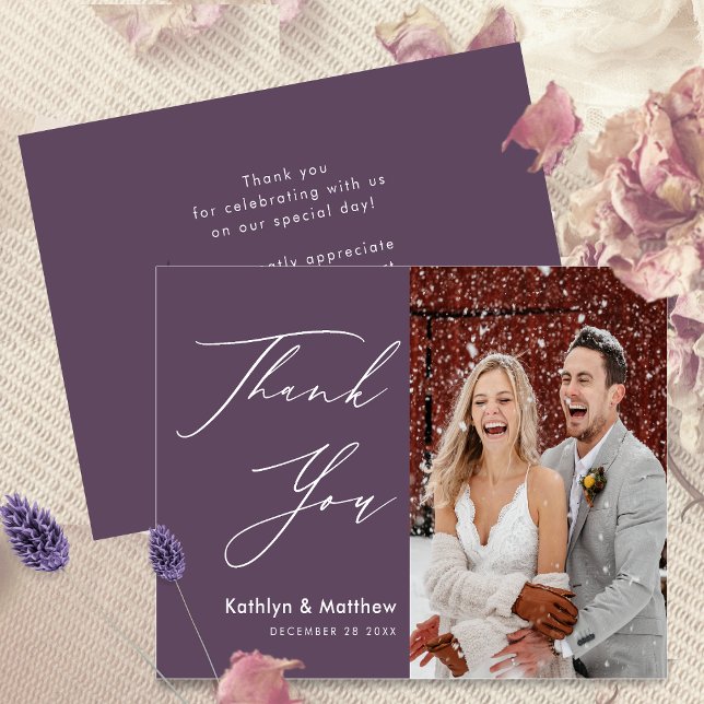 Budget Bröllop Photo Tack Mauve Lila Card (Skapare uppladdad)