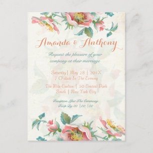Budget- bröllopinbjudan för eleganta ro inbjudan vykort