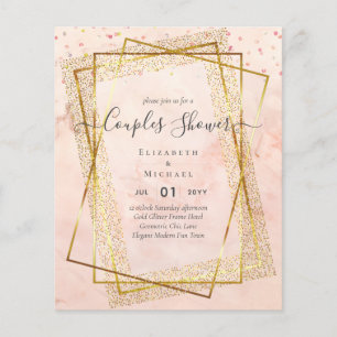 BUDGET Bröllops PAR Shower Guld Geometrisk Ram Flygblad