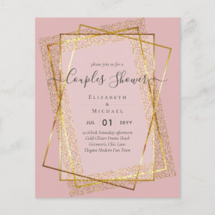 BUDGET Bröllops PAR Shower Guld Geometrisk Ram Flygblad