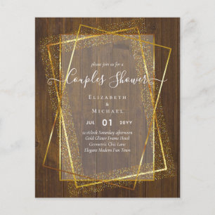 BUDGET Bröllops PAR Shower Guld Geometrisk Ram Flygblad