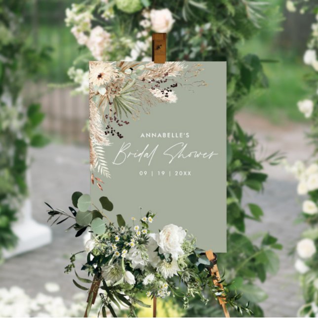 Budget Bröllopsdusch pampas gräs modern elegant Poster (Skapare uppladdad)