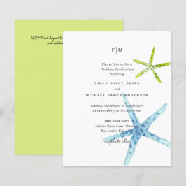 Budget Bröllopsinbjudan Beachy Life Blue Lime