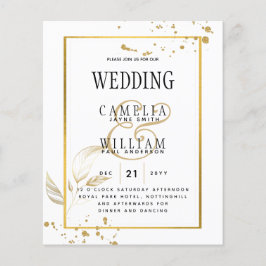 Budget Bröllopsinbjudan Foto Klassiskt Vitt GULD Flygblad