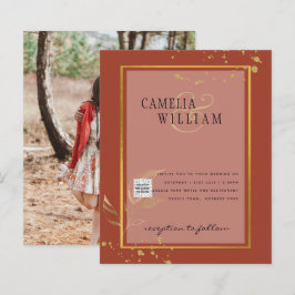 BUDGET Bröllopsinbjudan Foto Spara datumet