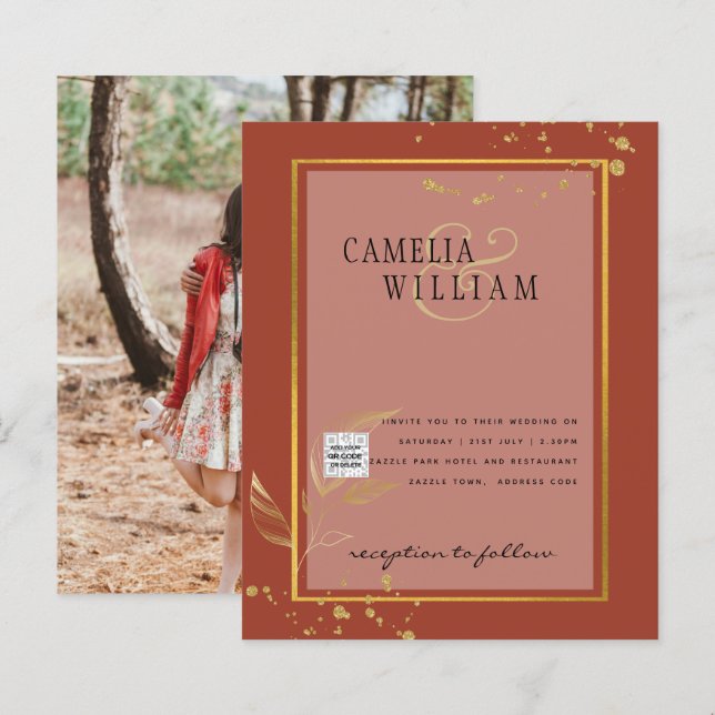 BUDGET Bröllopsinbjudan Foto Spara datumet (Fram/baksida)