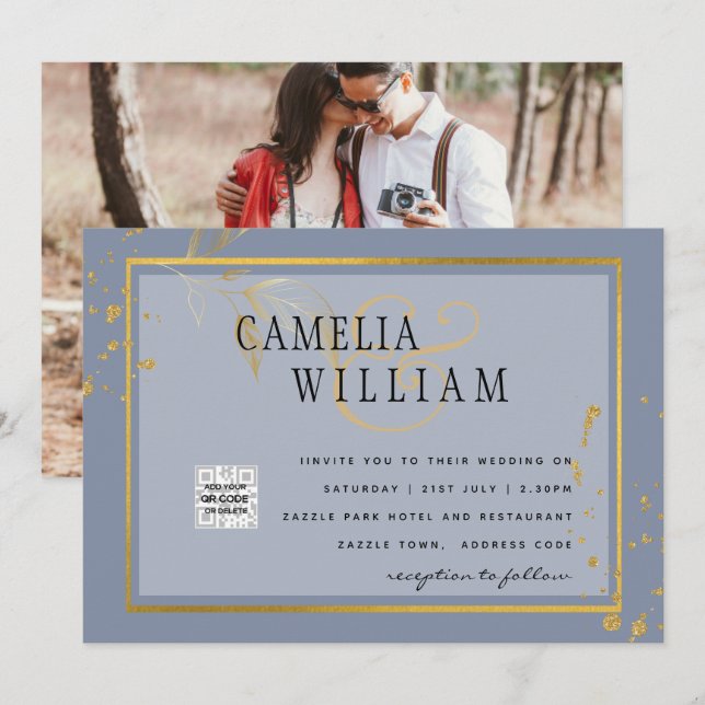 BUDGET Bröllopsinbjudan Foto Spara datumet (Fram/baksida)