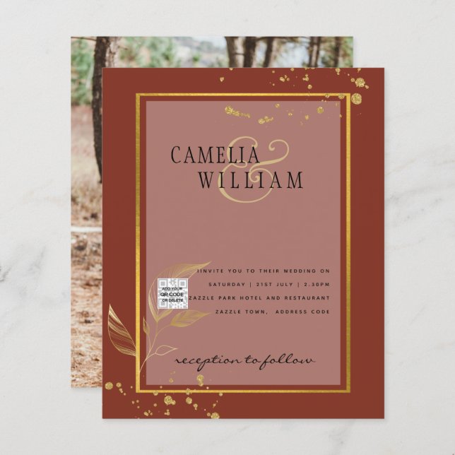 BUDGET Bröllopsinbjudan Foto Spara datumet (Fram/baksida)