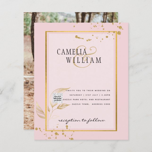 BUDGET Bröllopsinbjudan Foto Spara datumet (Fram/baksida)