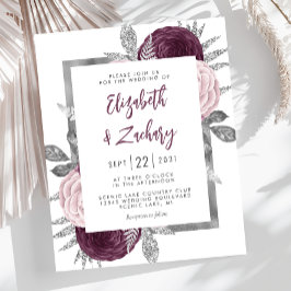 Budget Bröllopsinbjudan i Mauve Rosa Silver