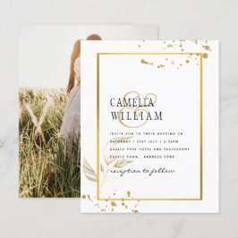 Budget Bröllopsinbjudan Klassiskt Vitt GULD