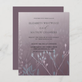 Budget Bröllopsinbjudan med djupt plommonfärgat bl