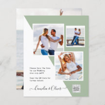 Budget Bröllopsinbjudan Spara datum QR-kod 