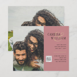 Budget Bröllopsinbjudan Spara Datum QR-kod 