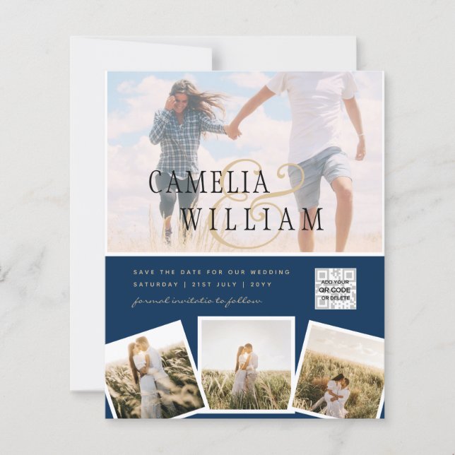 BUDGET Bröllopsinbjudan Spara datum QR-kod (Framsida)