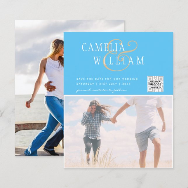 BUDGET Bröllopsinbjudan Spara Datum QR-kod (Fram/baksida)