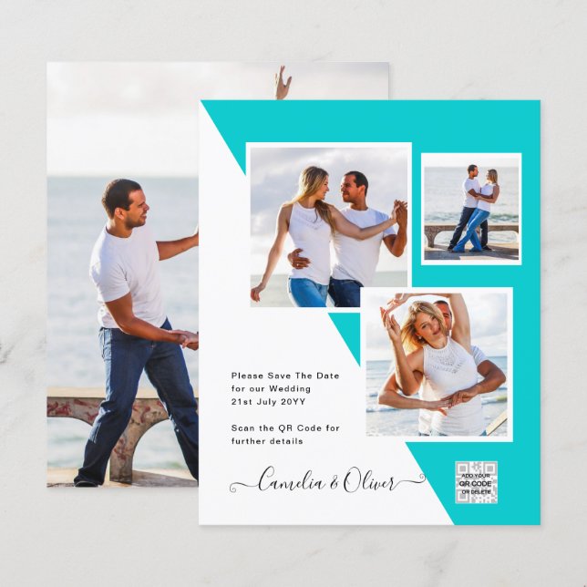 Budget Bröllopsinbjudan Spara Datum QR-kod  (Fram/baksida)