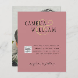 Budget Bröllopsinbjudan Spara datum QR-kod 