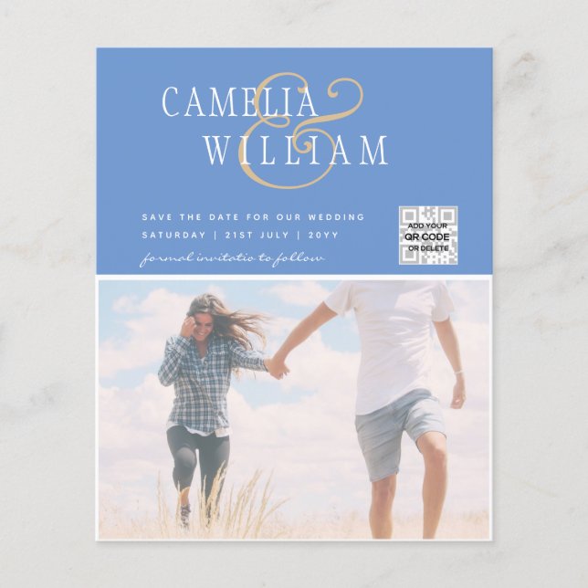 BUDGET Bröllopsinbjudan Spara datum QR-kod Flygblad (Framsidan)