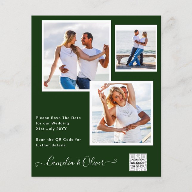 BUDGET Bröllopsinbjudan Spara datum QR-kod Flygblad (Framsidan)