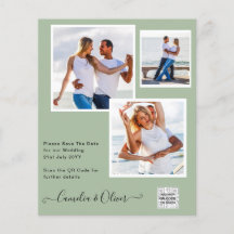 BUDGET Bröllopsinbjudan Spara datum QR-kod