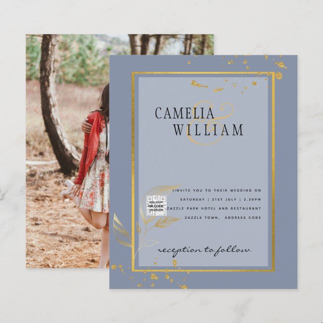 BUDGET Bröllopsinbjudan Spara datumet (Fram/baksida)