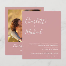 Budget Bröllopskort Dusty Rose Foto Bröllopsinbjud