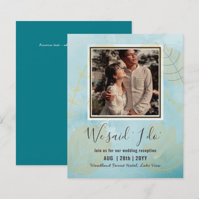 BUDGET Bröllopsmottagning Inbjudan Med PAR BILD (Fram/baksida)